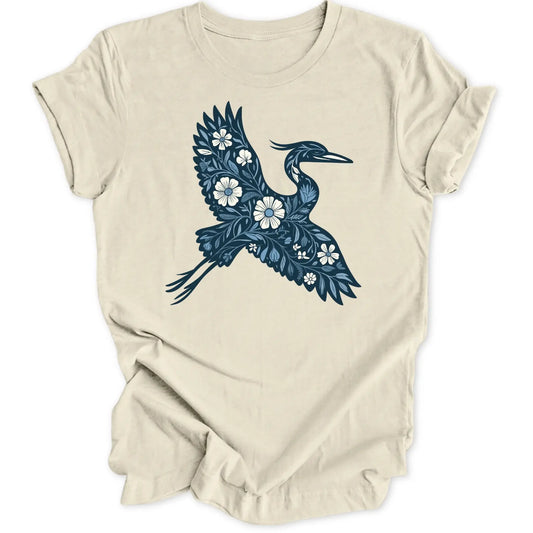 Floral Heron Unisex T-Shirt