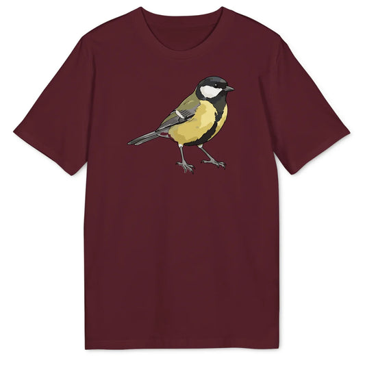 Watercolor Great Tit - Burgundy