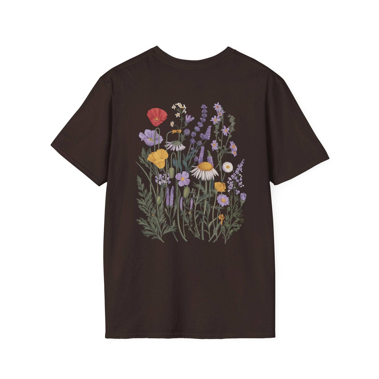 Art Nouveau Flowers Backprint T-Shirt T-Shirt Braun / S