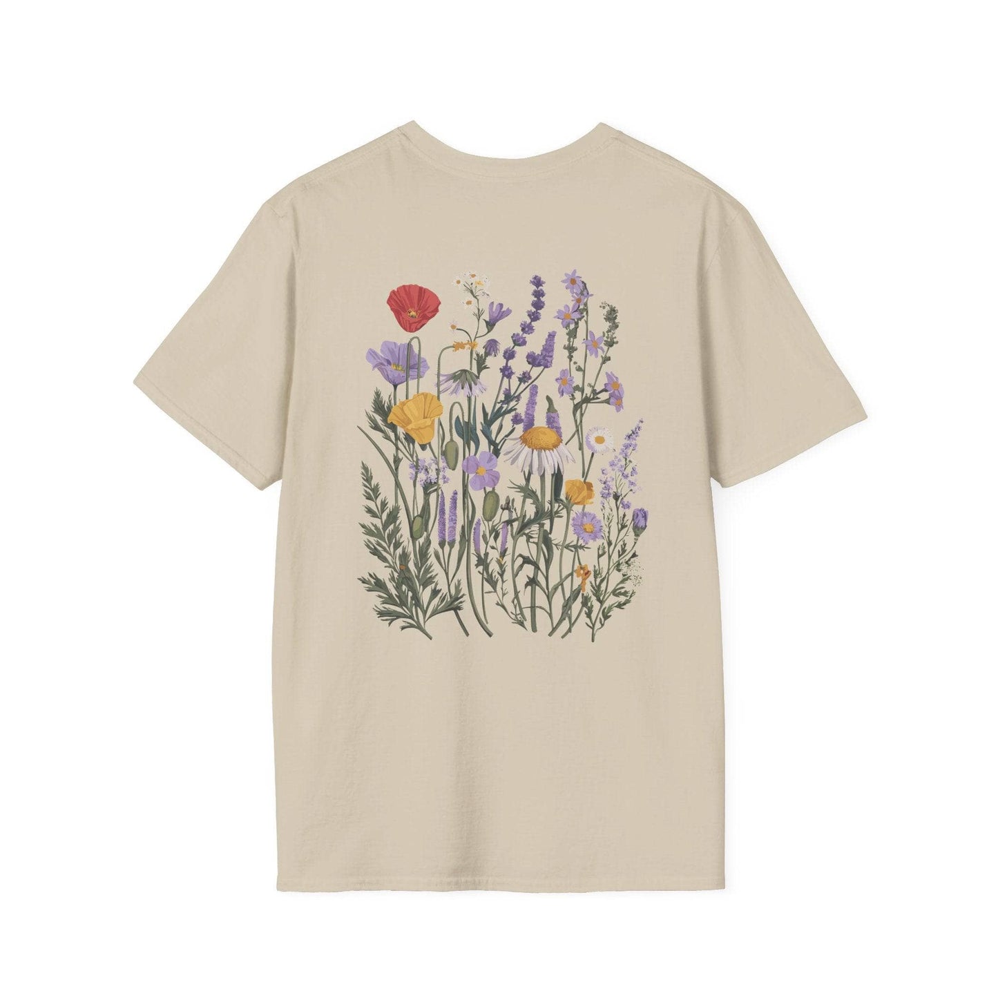 Art Nouveau Flowers Backprint T-Shirt T-Shirt Sand / M