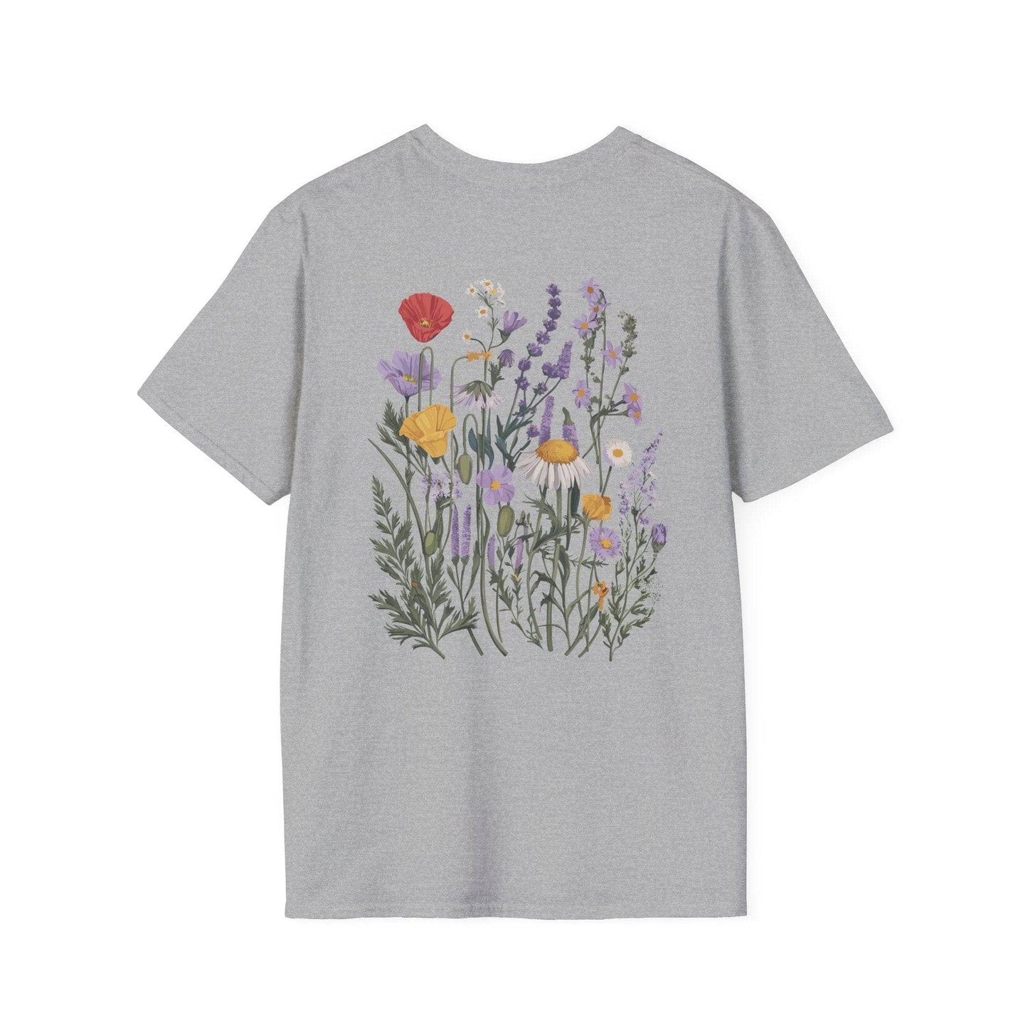 Art Nouveau Flowers Backprint T-Shirt T-Shirt Sport Grey / S