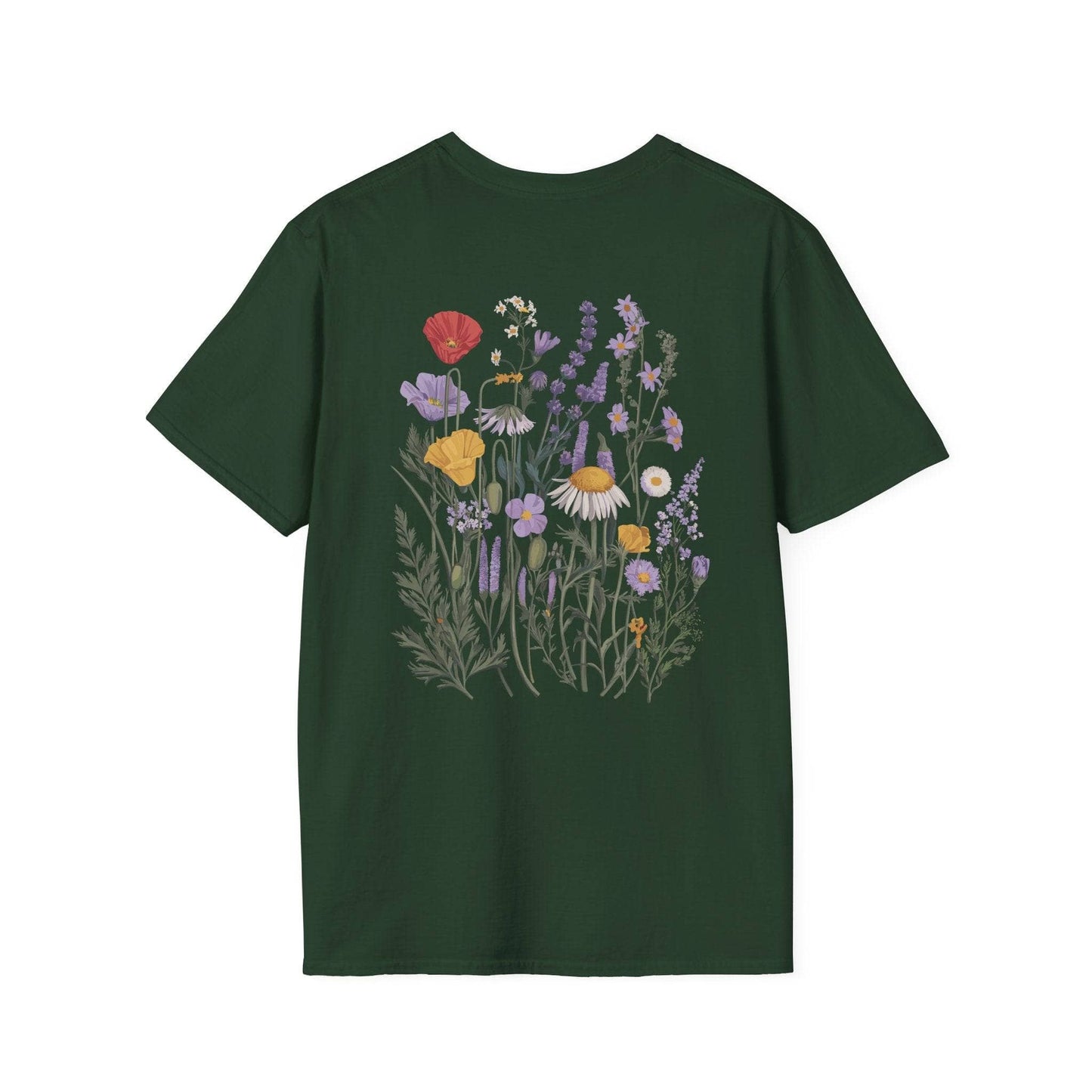Art Nouveau Flowers Backprint T-Shirt T-Shirt Waldgrün / S