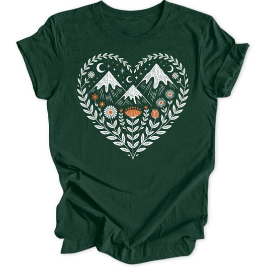 Bergblumen Herz Unisex T-Shirt - Wild Spirit