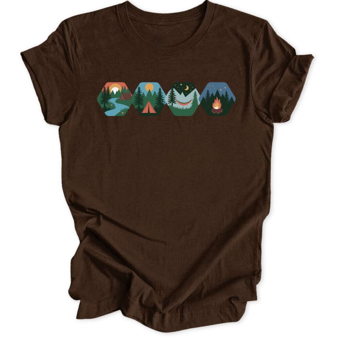 Camping Hexagons T-Shirt T-Shirt Braun / S