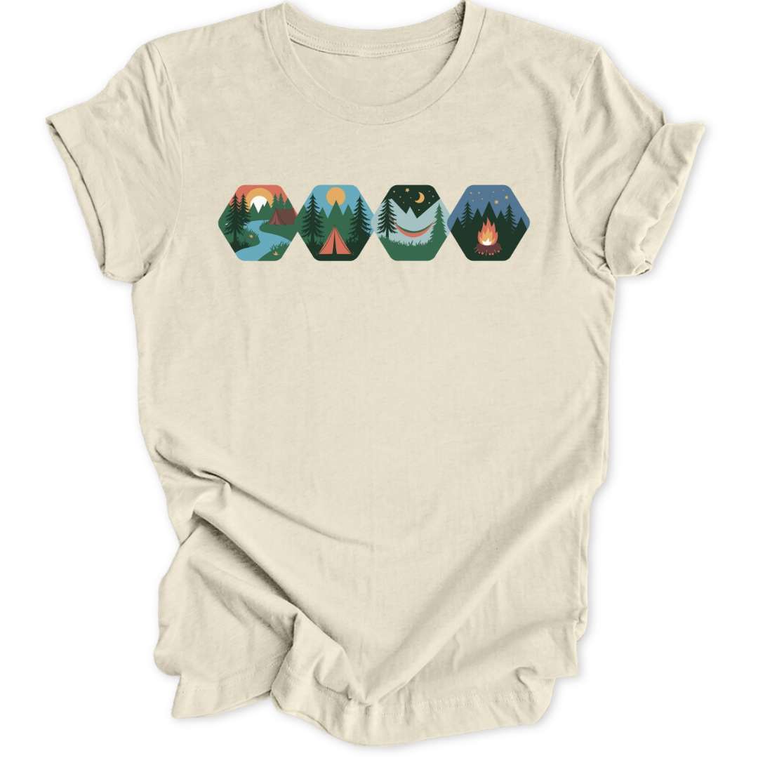 Camping Hexagons T-Shirt T-Shirt Natur / S