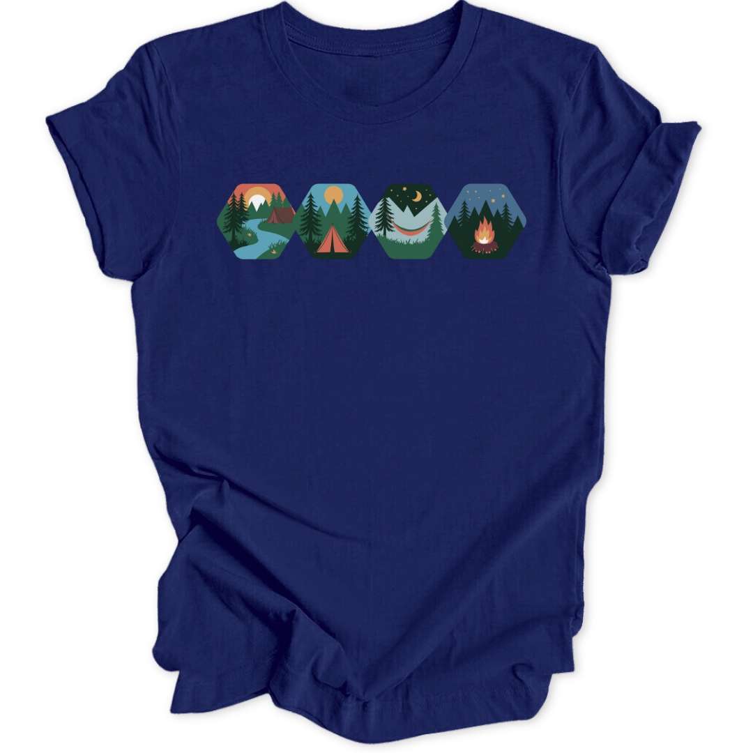 Camping Hexagons T-Shirt T-Shirt Navy / S
