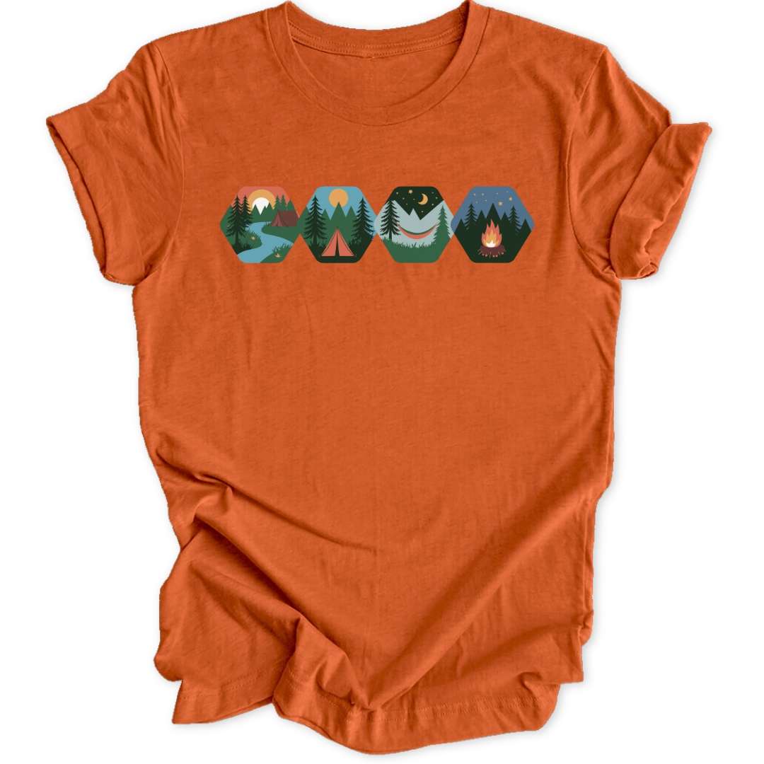 Camping Hexagons T-Shirt T-Shirt Orange / S