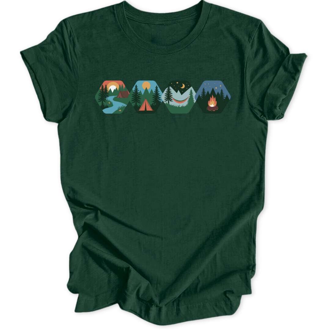 Camping Hexagons T-Shirt T-Shirt Waldgrün / S