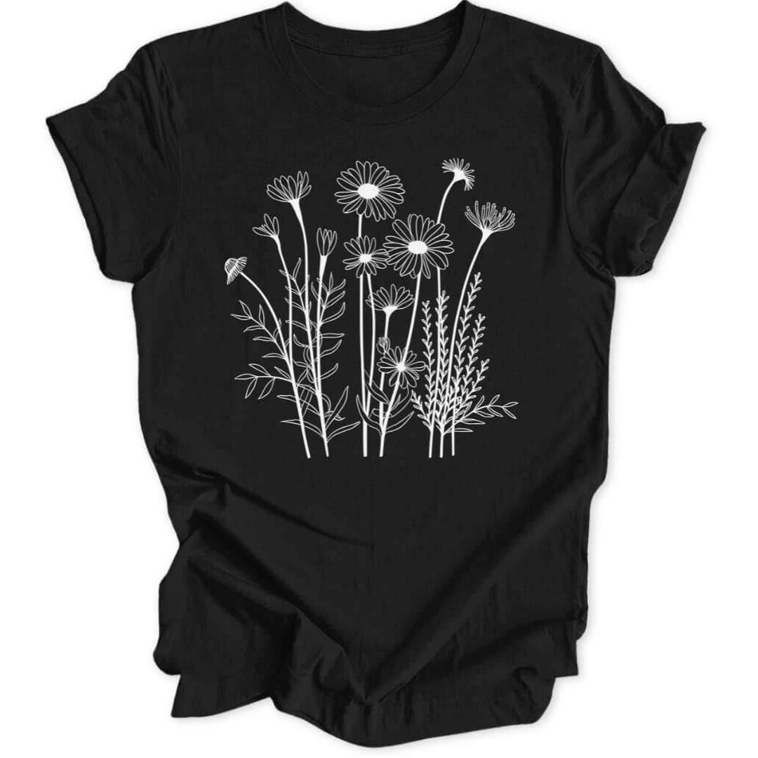 Delicate Flowers T-Shirt T-Shirt Schwarz / S
