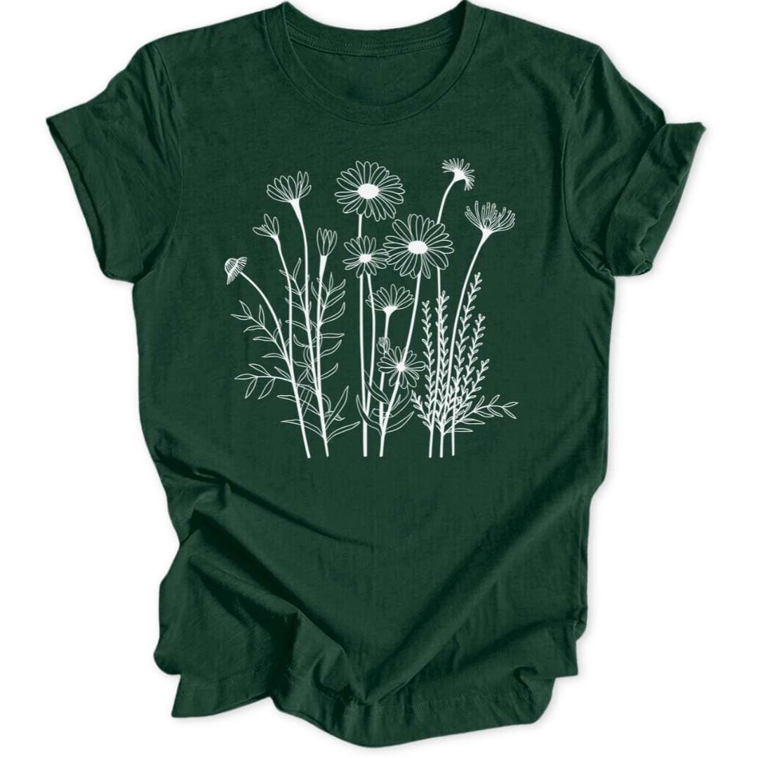 Delicate Flowers T-Shirt T-Shirt Waldgrün / S
