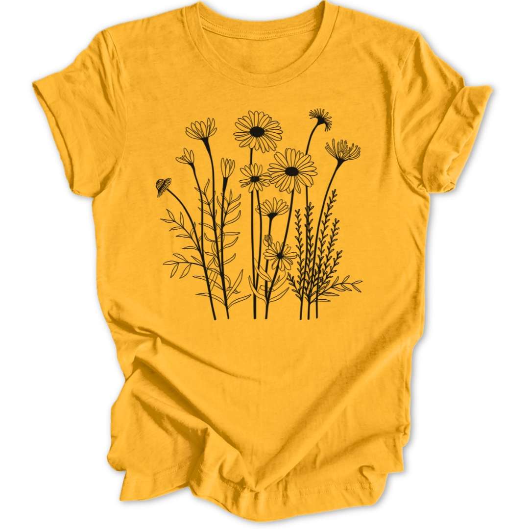Delicate Flowers Unisex T-Shirt T-Shirt Gold / S