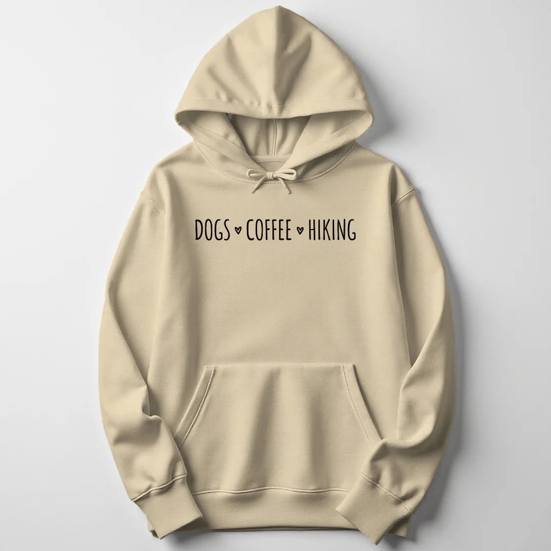 Dogs Coffee Hiking Typography Unisex Hoodie - Wild Spirit