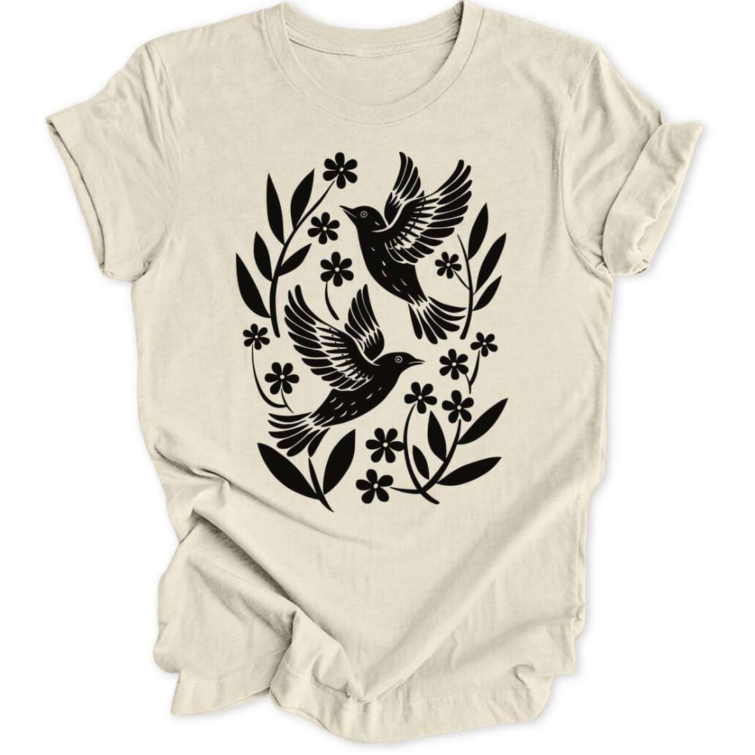 Floral Birds T-Shirt T-Shirt Natur / S