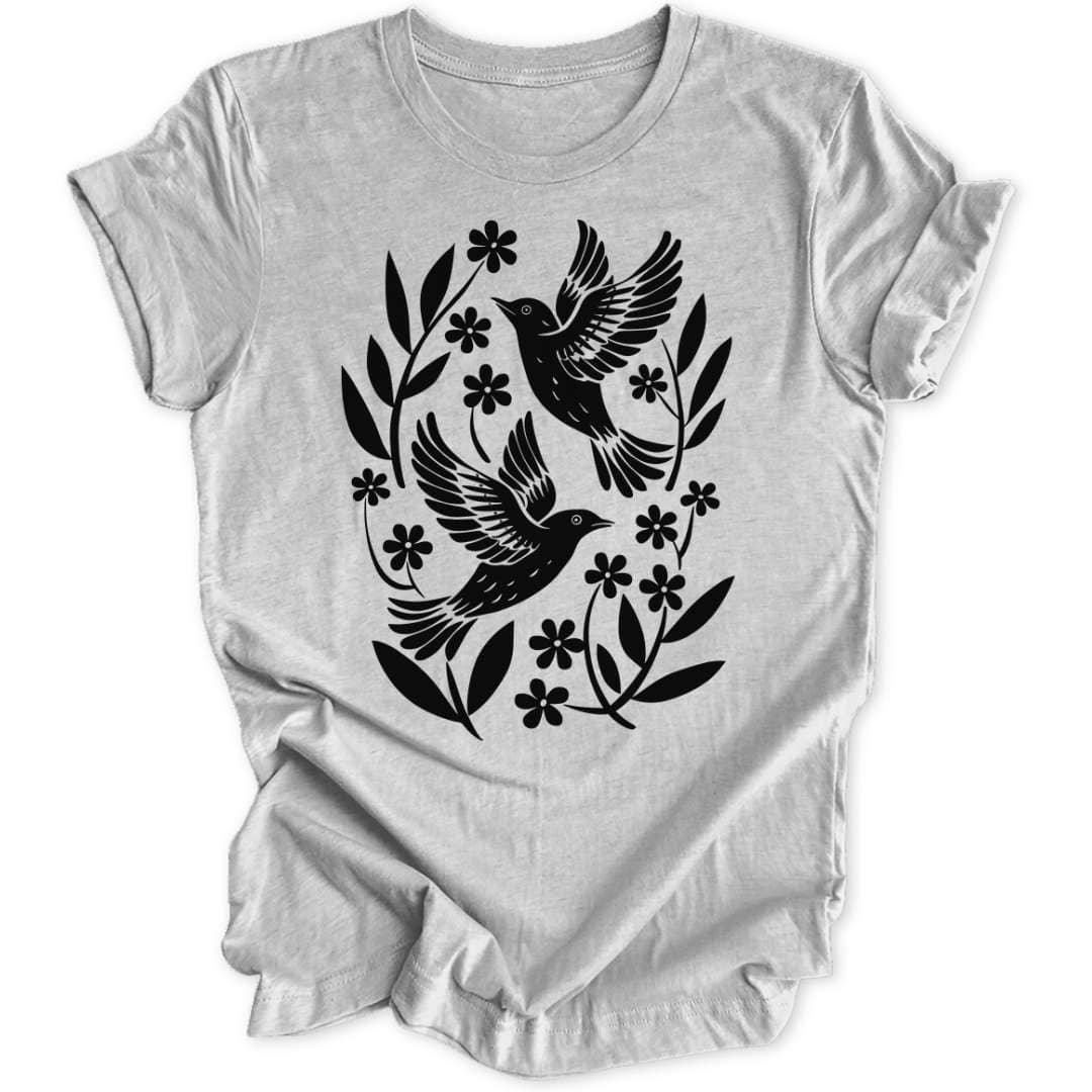 Floral Birds T-Shirt T-Shirt Sport Grey / S