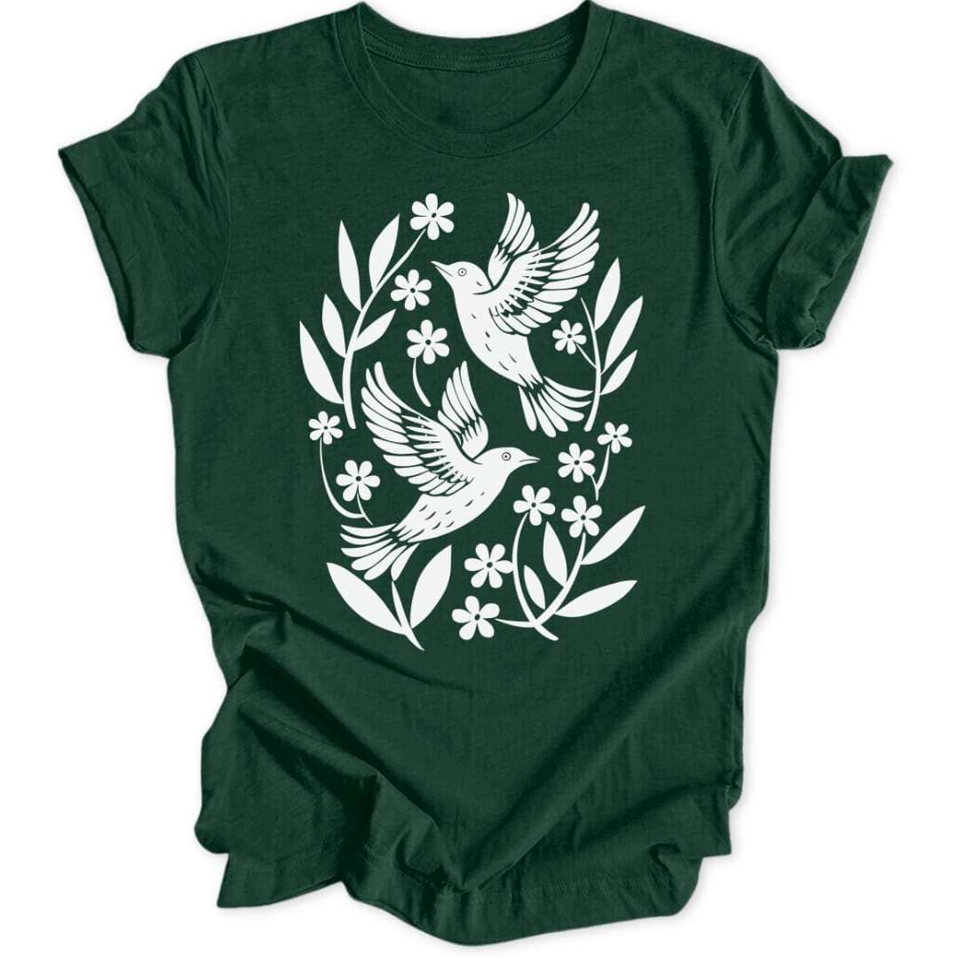 Floral Birds T-Shirt T-Shirt Waldgrün / S