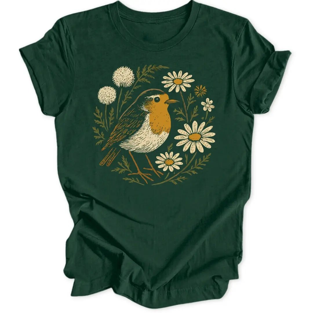 Floral Robin Unisex T-Shirt - Wild Spirit