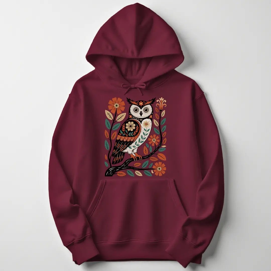 Folk Art Owl Unisex Hoodie - Wild Spirit