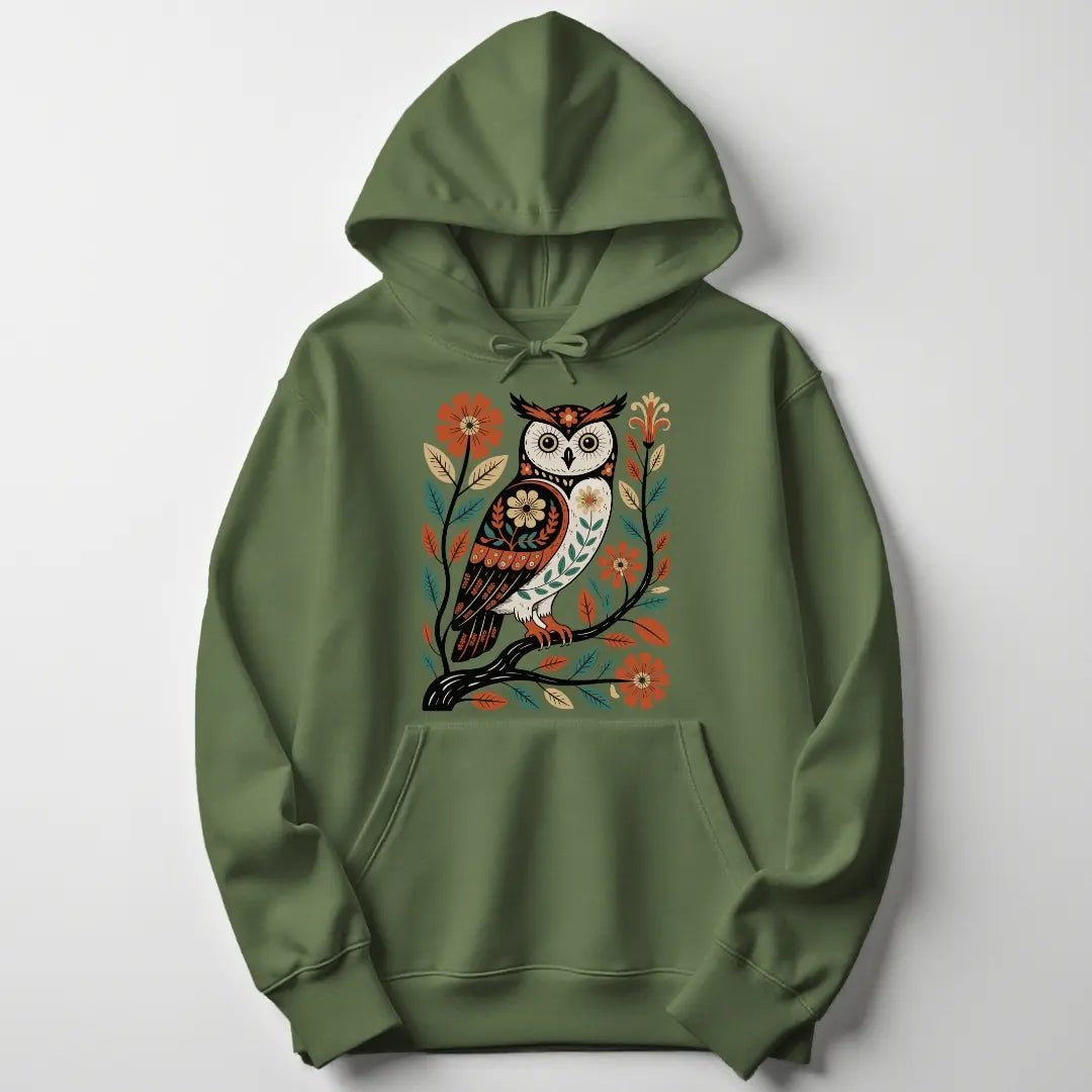 Folk Art Owl Unisex Hoodie - Wild Spirit