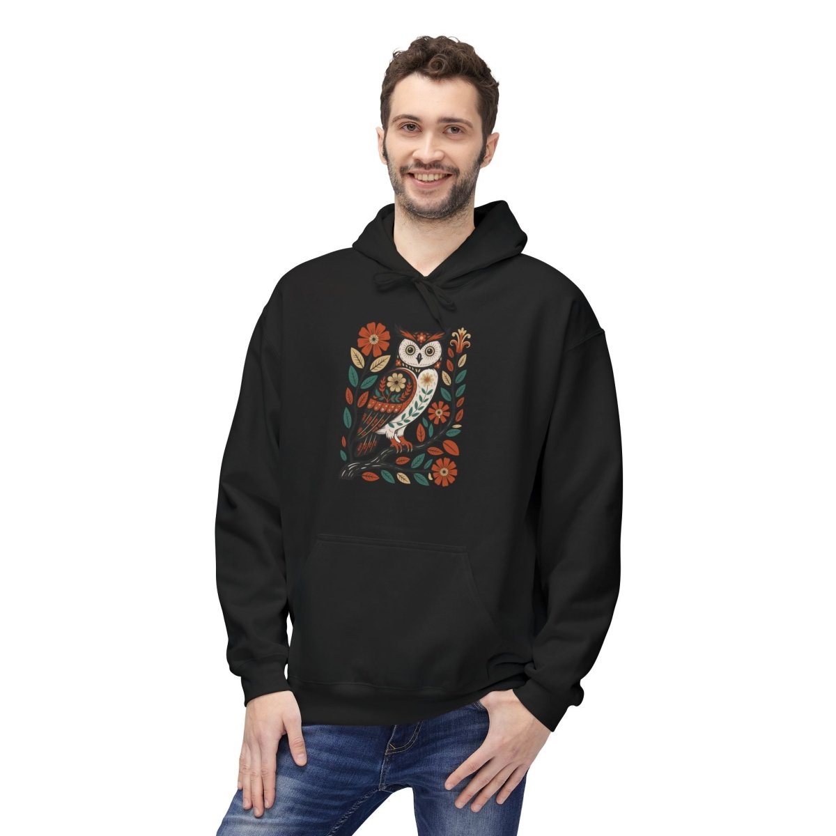 Folk Art Owl Unisex Hoodie - Wild Spirit