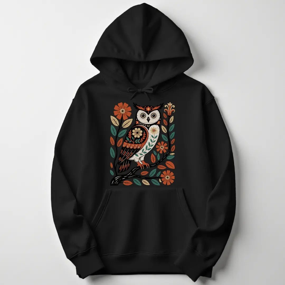 Folk Art Owl Unisex Hoodie - Wild Spirit