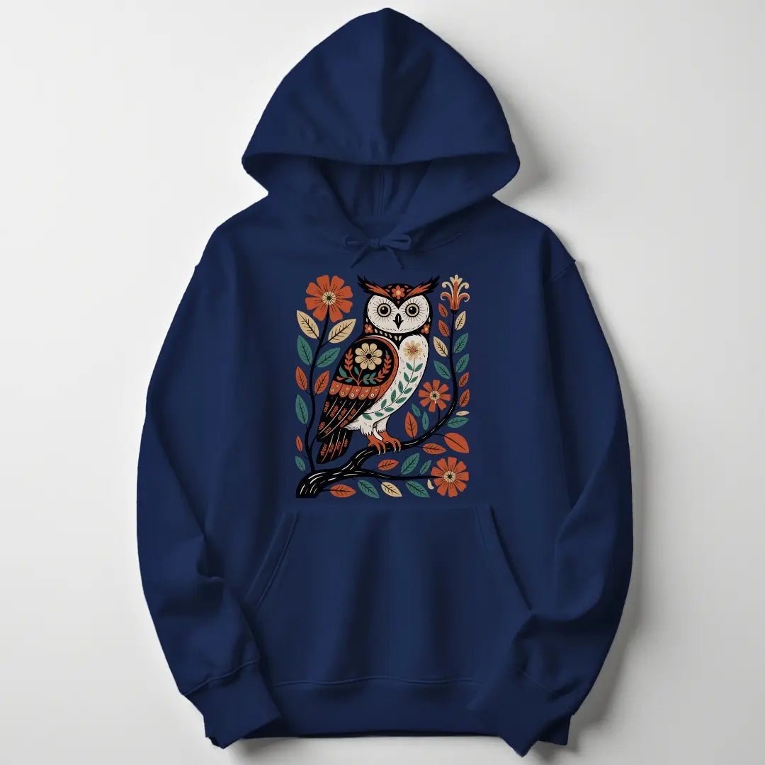 Folk Art Owl Unisex Hoodie - Wild Spirit