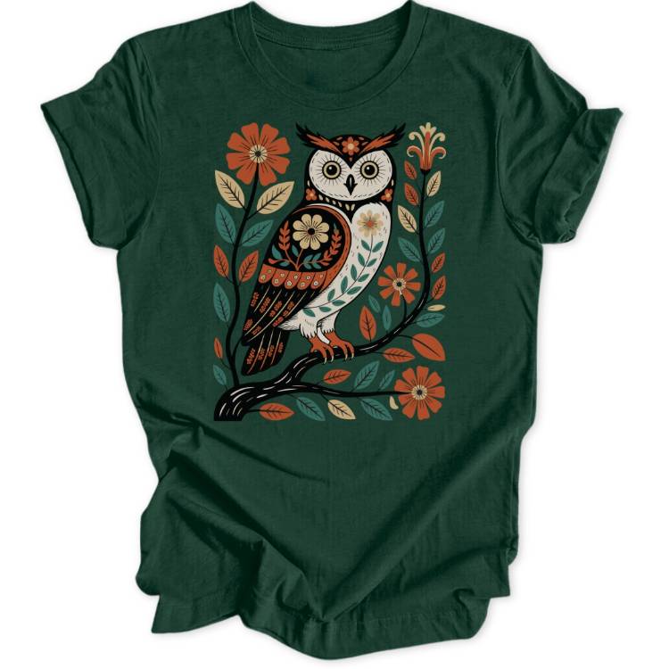 Folk Art Owl Unisex T-Shirt - Wild Spirit