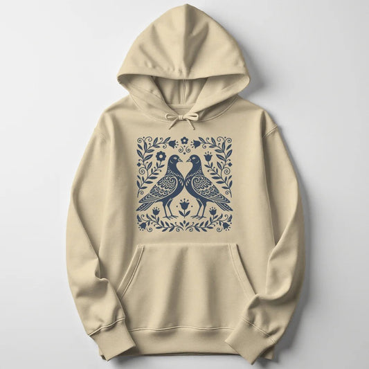 Folk Art Pigeons Unisex Hoodie - Wild Spirit