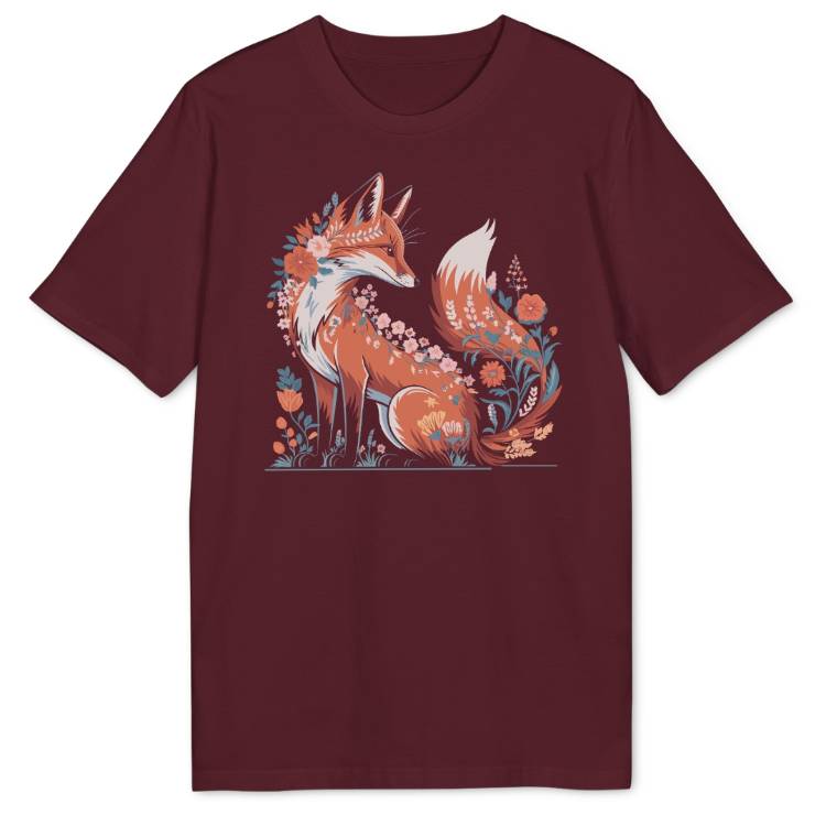 Geblümter Fuchs Bio T-Shirt - Wild Spirit