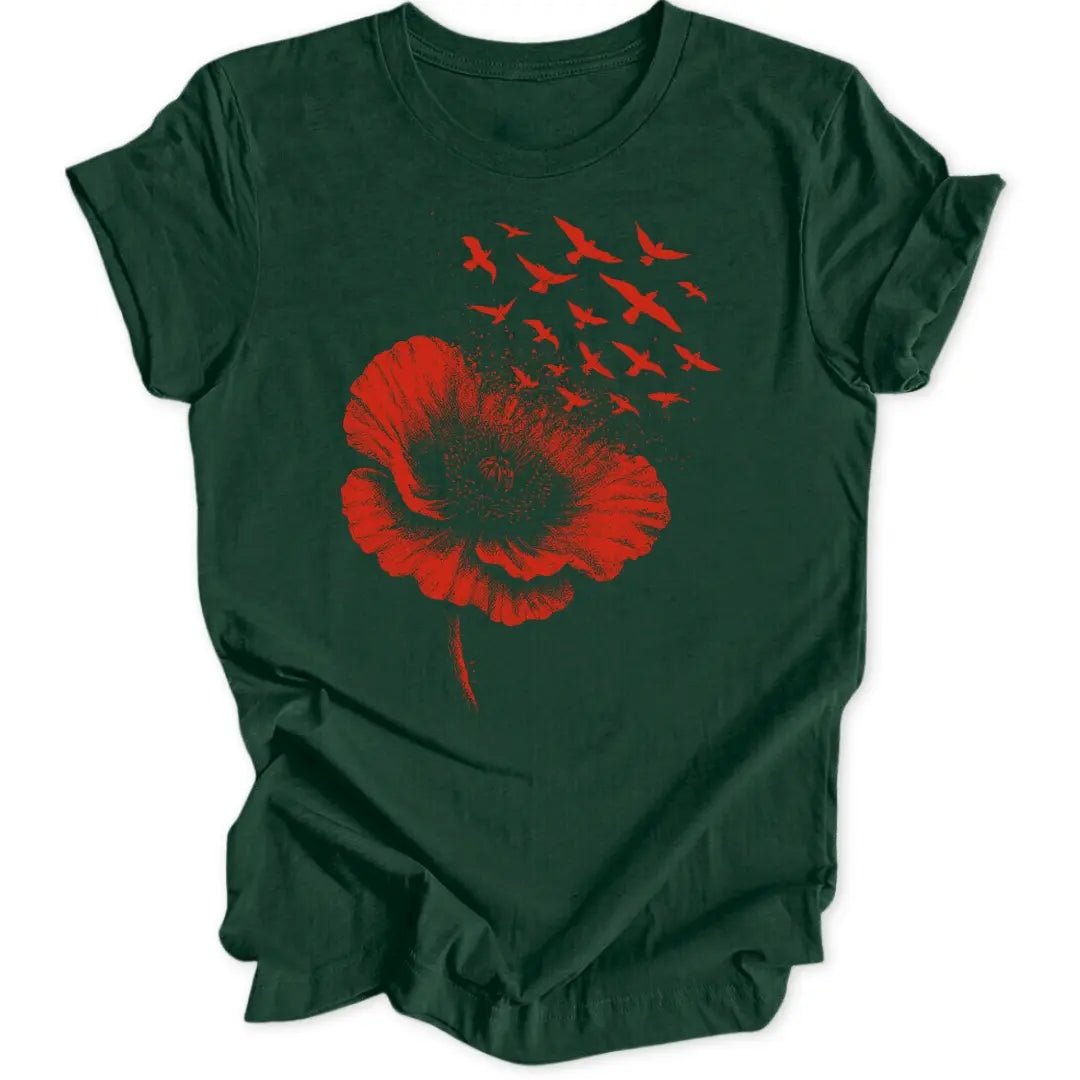 Mohn Vögel Unisex T-Shirt - Wild Spirit