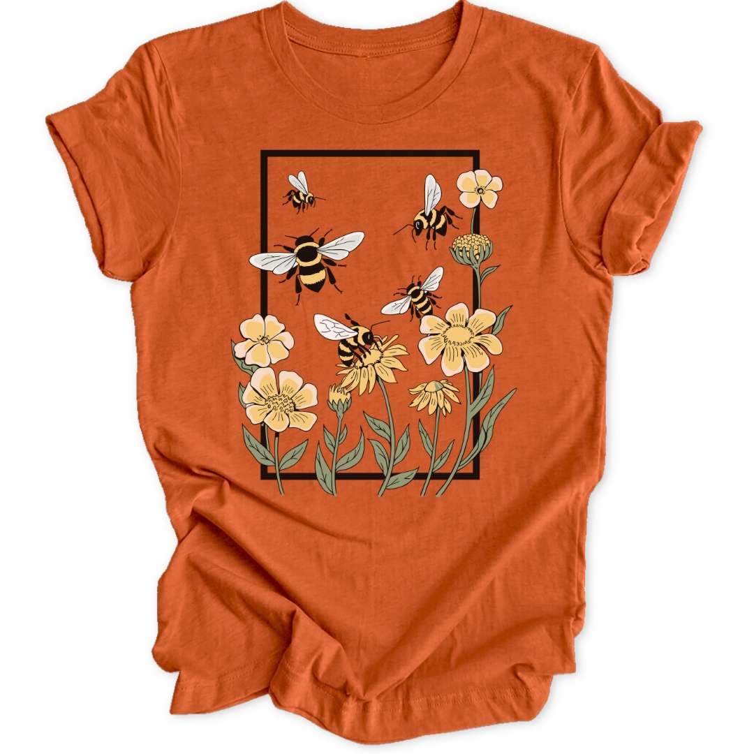 Rectangle Bees T-Shirt T-Shirt Orange / S