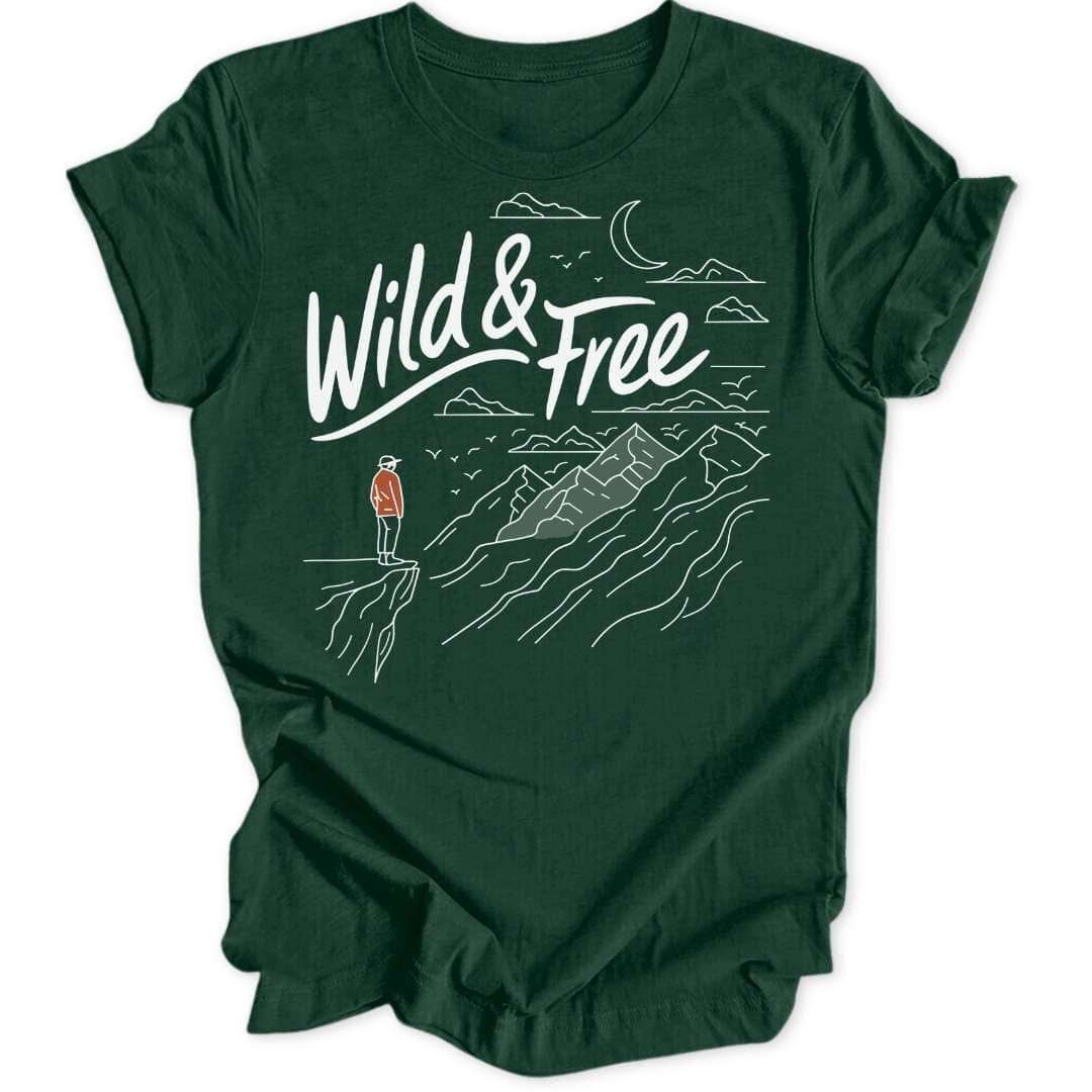 Wild & Free Minimalist T-Shirt T-Shirt Waldgrün / S