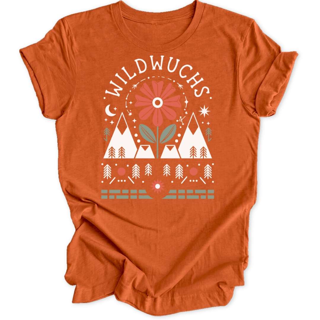 Wildwuchs Blume T-Shirt T-Shirt Orange / S
