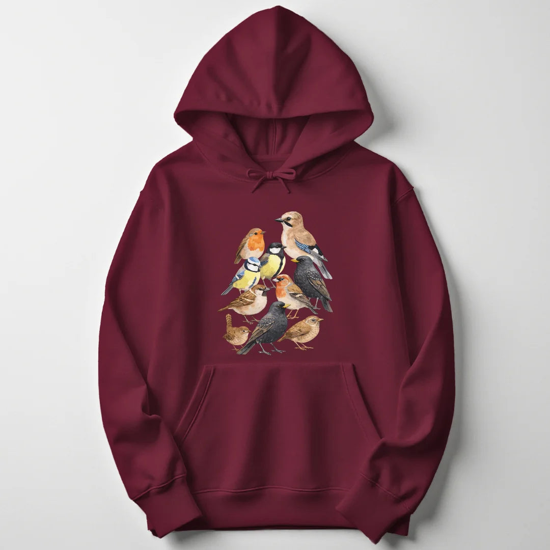 Watercolor Birds - Maroon