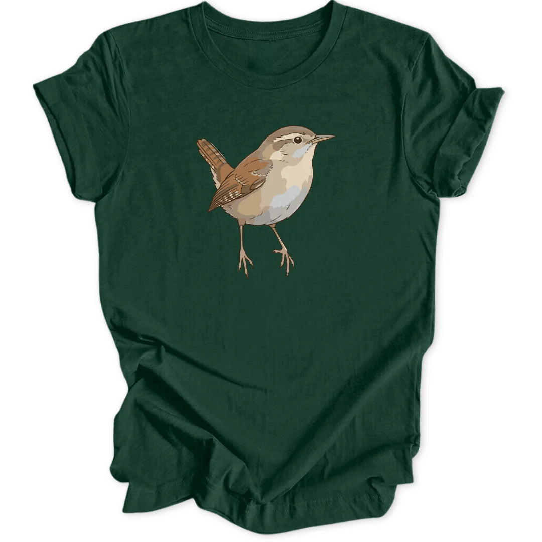 Watercolor Wren - Forest Green