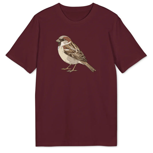 Watercolor Sparrow - Burgundy