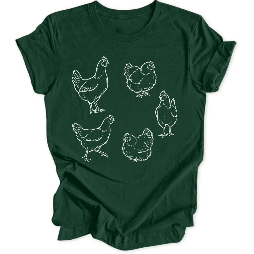 Chicken Sketch - Forest Green