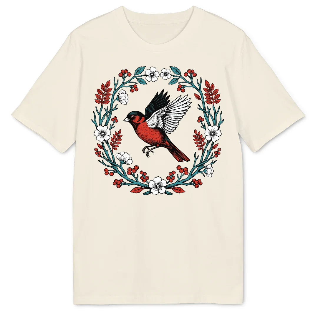 Floral Red Bird - Natural Raw