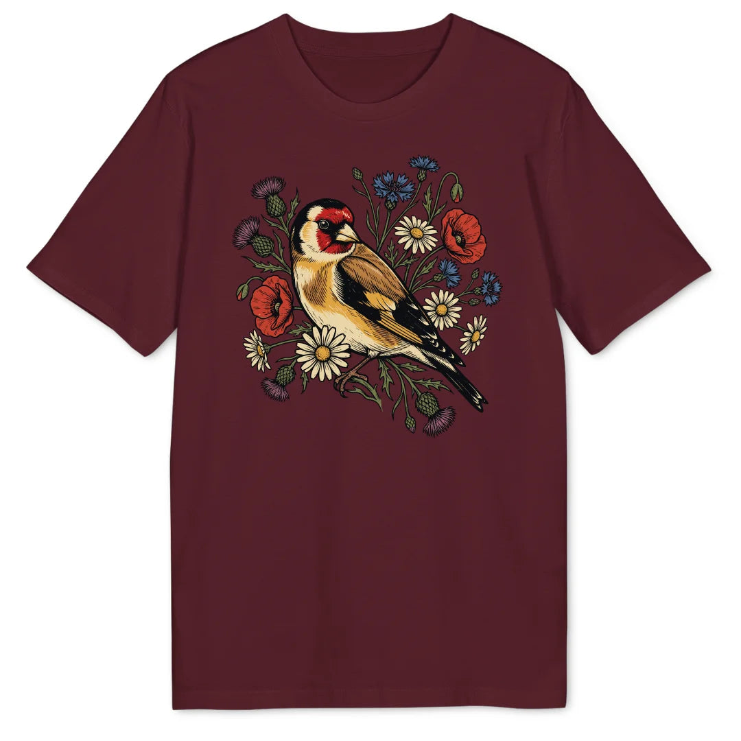 Floral Goldfinch - Burgundy