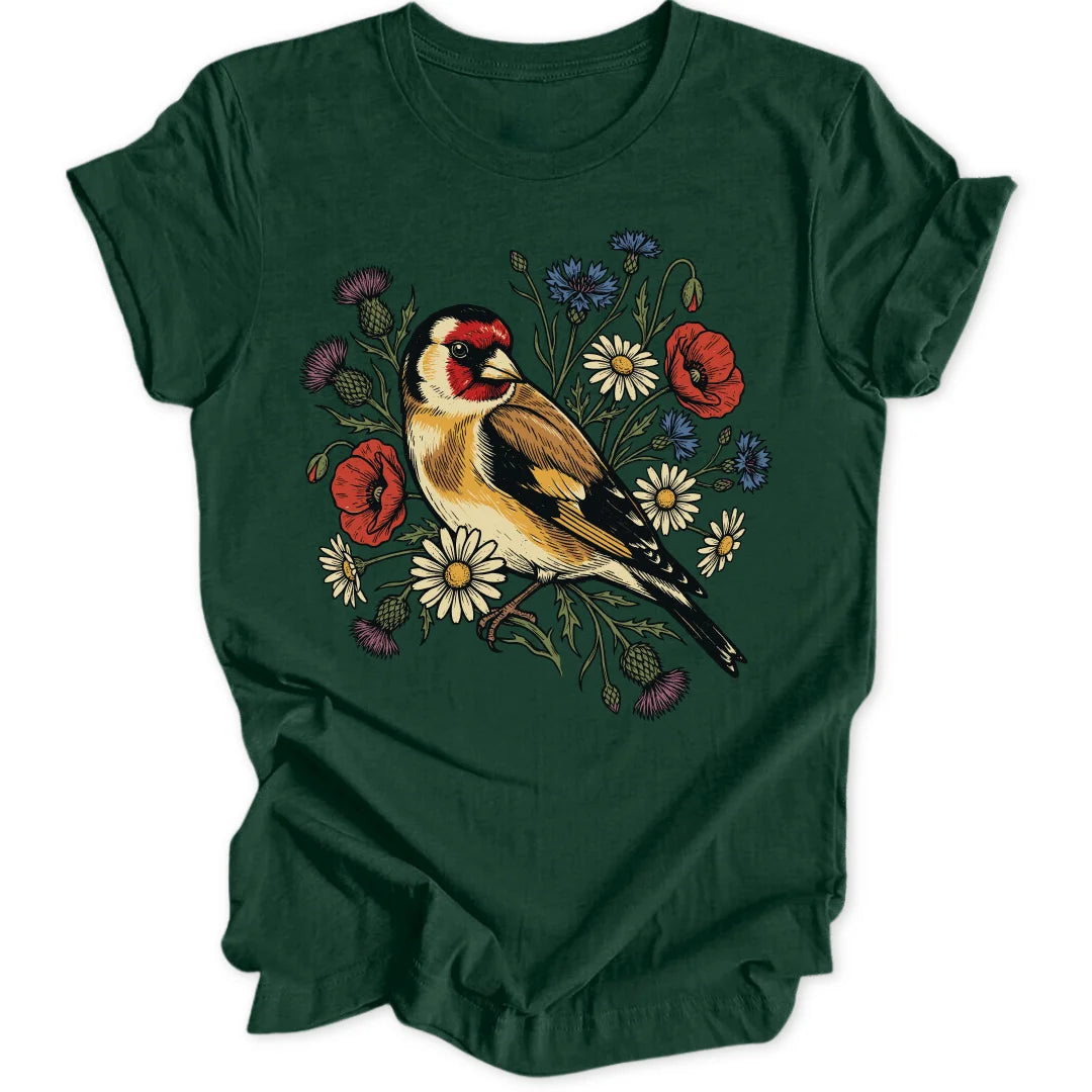 Floral Goldfinch - Forest Green