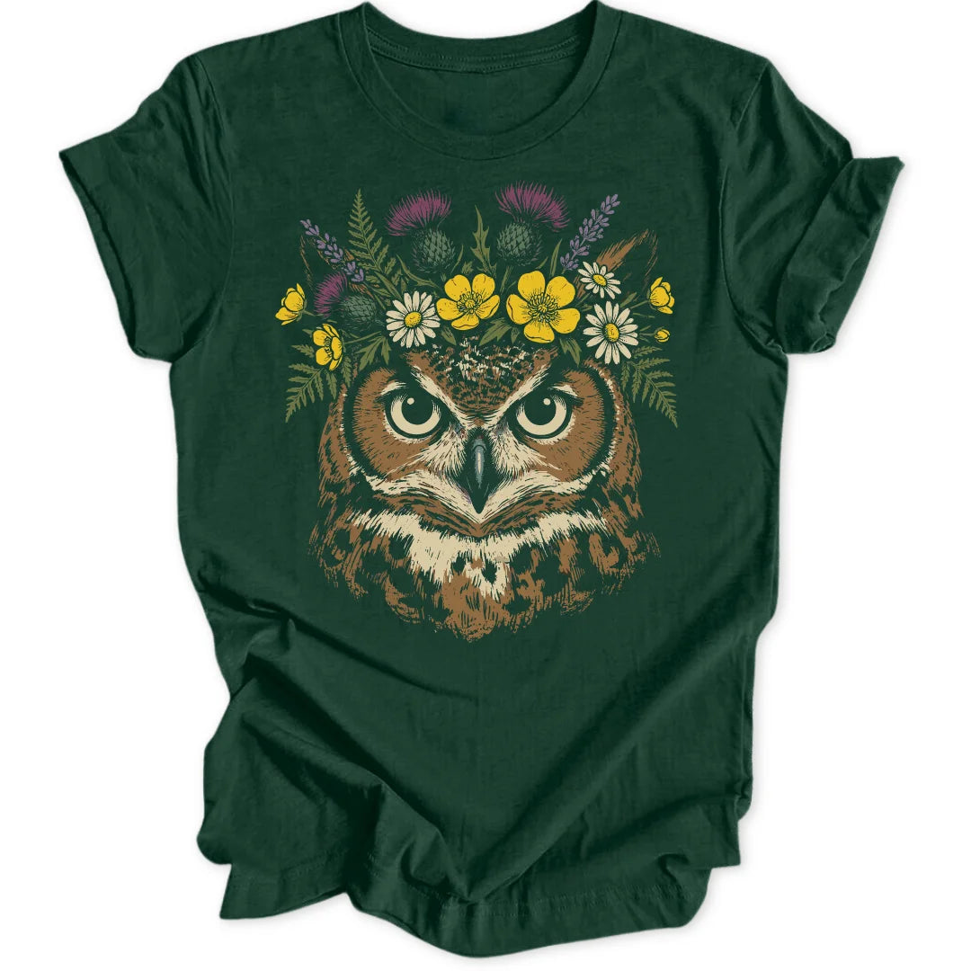 Floral Owl - Forest Green