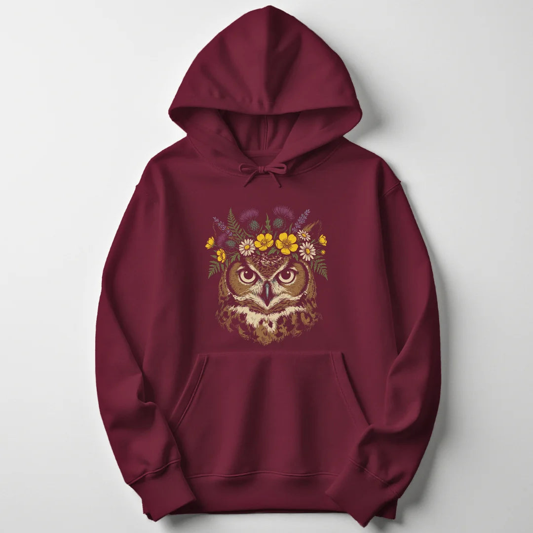 Floral Owl - Maroon