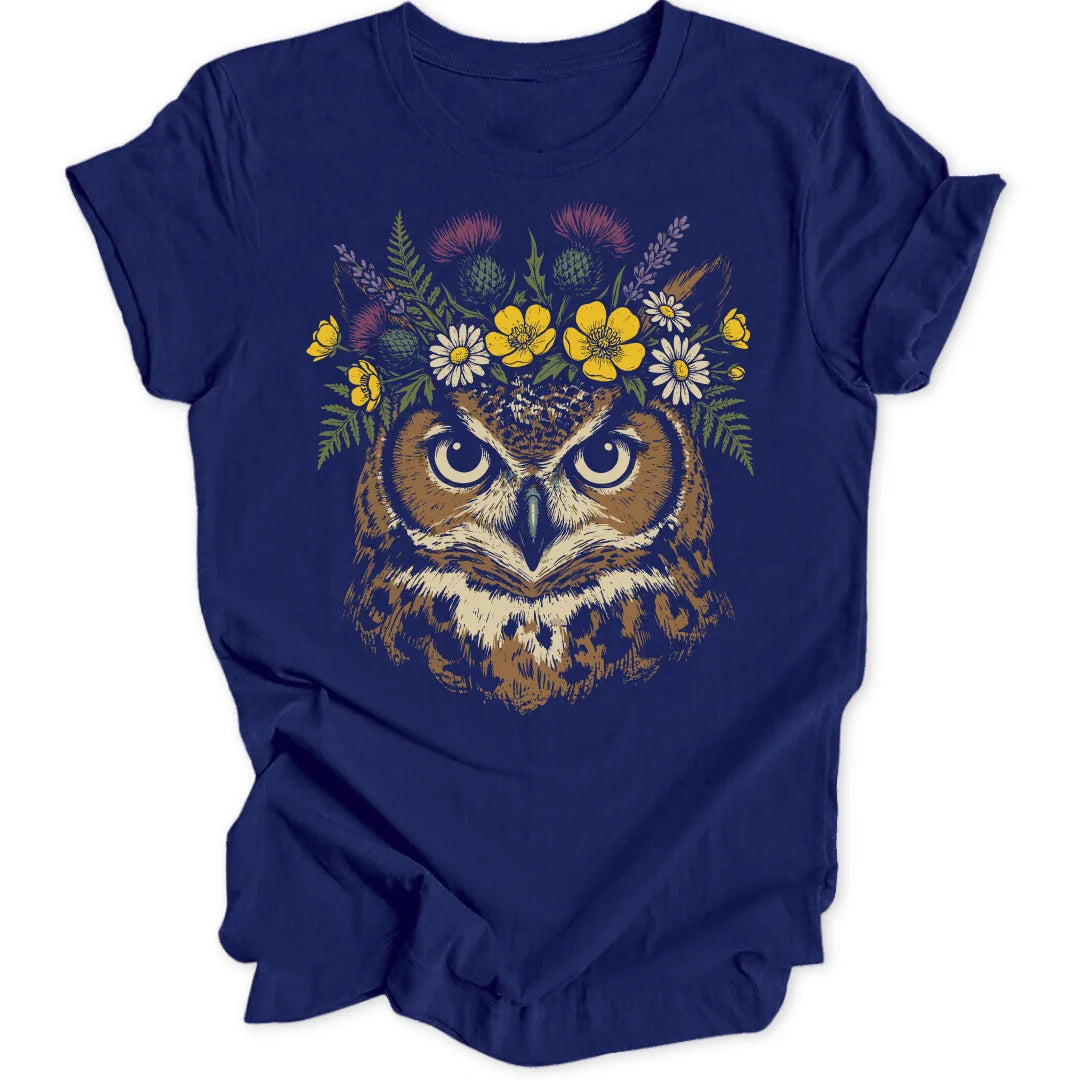 Floral Owl - Navy