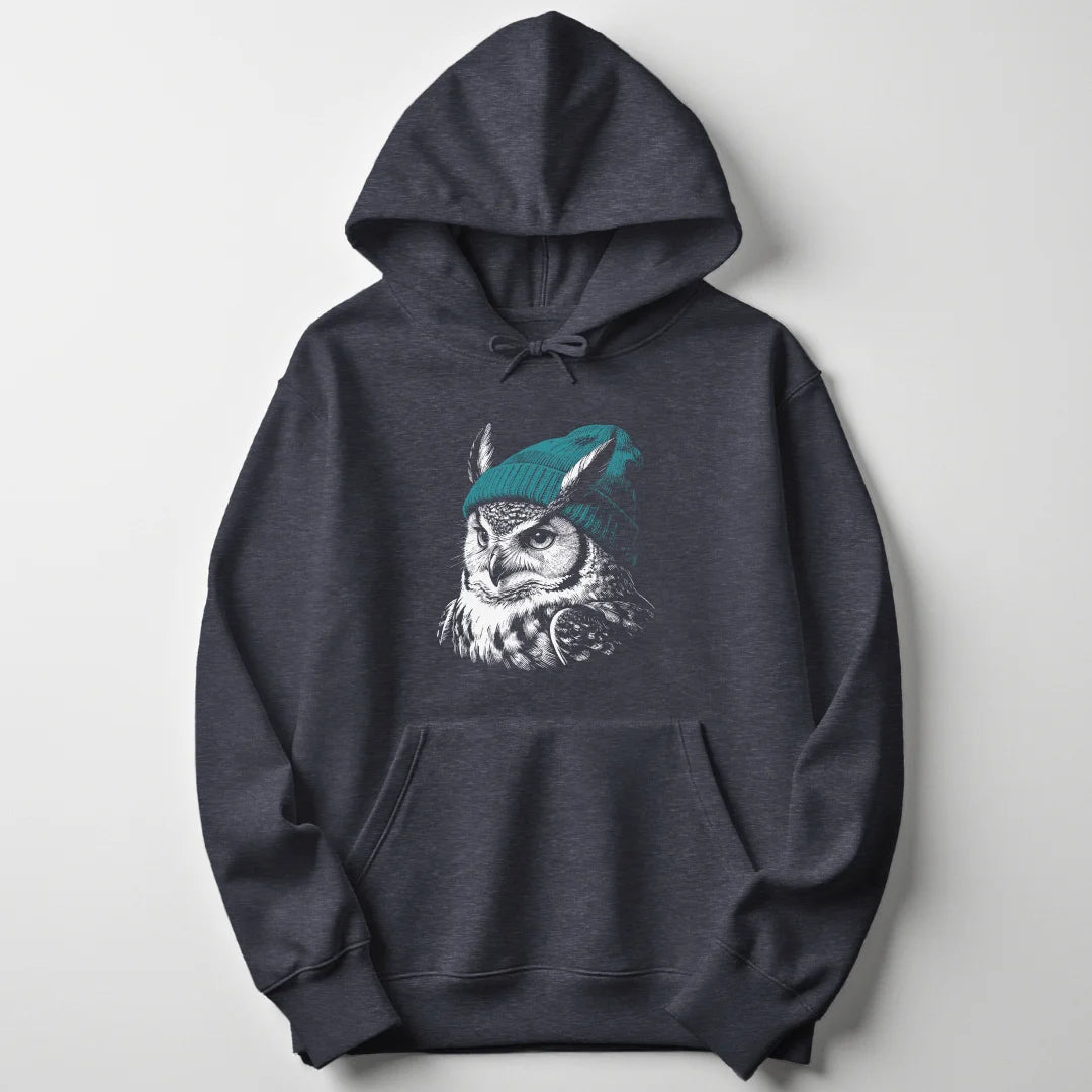 Beanie Owl - Dark Heather