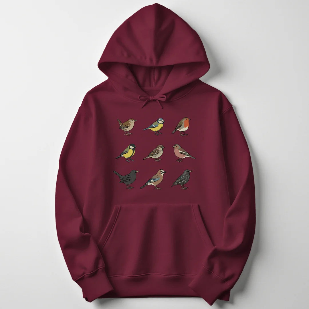 Bird Grid - Maroon