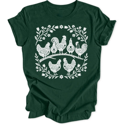 Folk Art Chicks - Forest Green