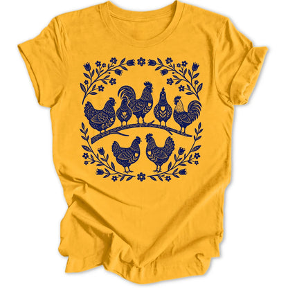 Folk Art Chicks - Gold
