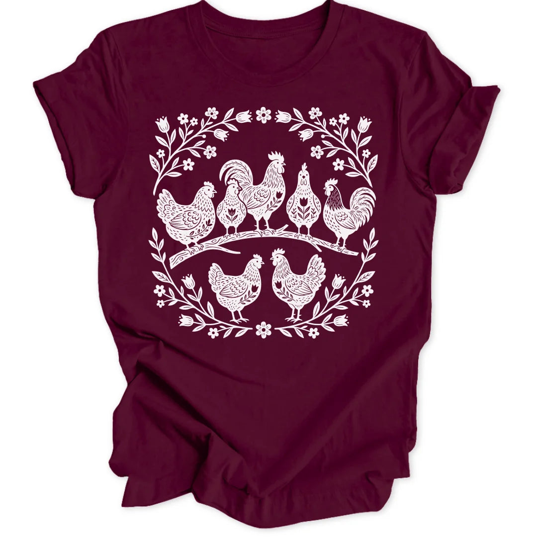 Folk Art Chicks - Maroon