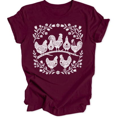 Folk Art Chicks - Maroon
