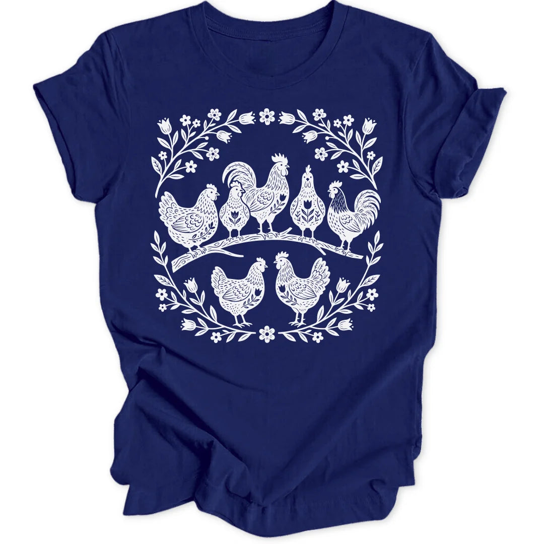 Folk Art Chicks - Navy