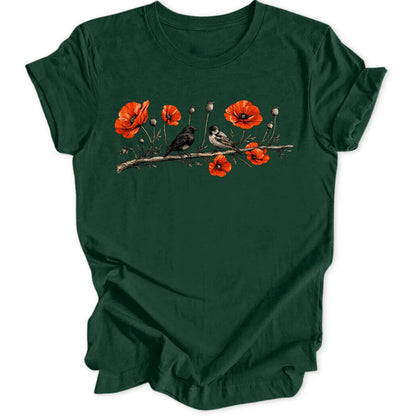 Poppy Birds - Forest Green